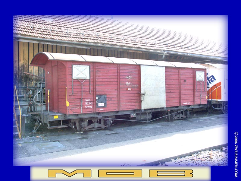 401: MOB boxcar, out of service, at Zweisimmen, October 21, 2005